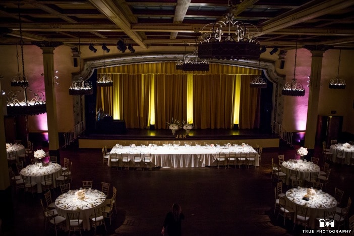 Uplighting in The Prado Grand Ballroom Wedding in Balboa Park