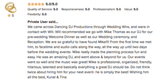 DJ MIke WeddingWire Review from Tina