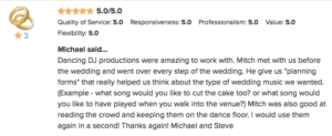 DJ Mitch WeddingWire Review from Michael