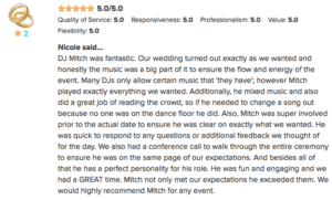 DJ Mitch WeddingWire Review from Nicole DJ Mitch WeddingWire Review from Nicole