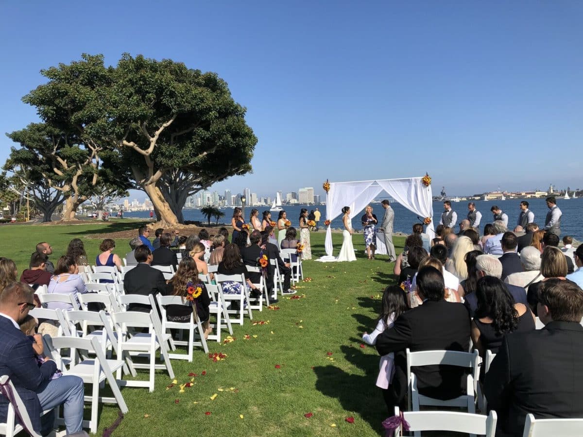 Beautiful bay side ceremony before moving to BRICK San Diego