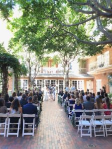 Ceremony space shaded by trees at the Horton Grand
