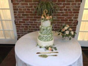 Katie and Kyle's New Orleans inspired wedding cake at the Horton Grand